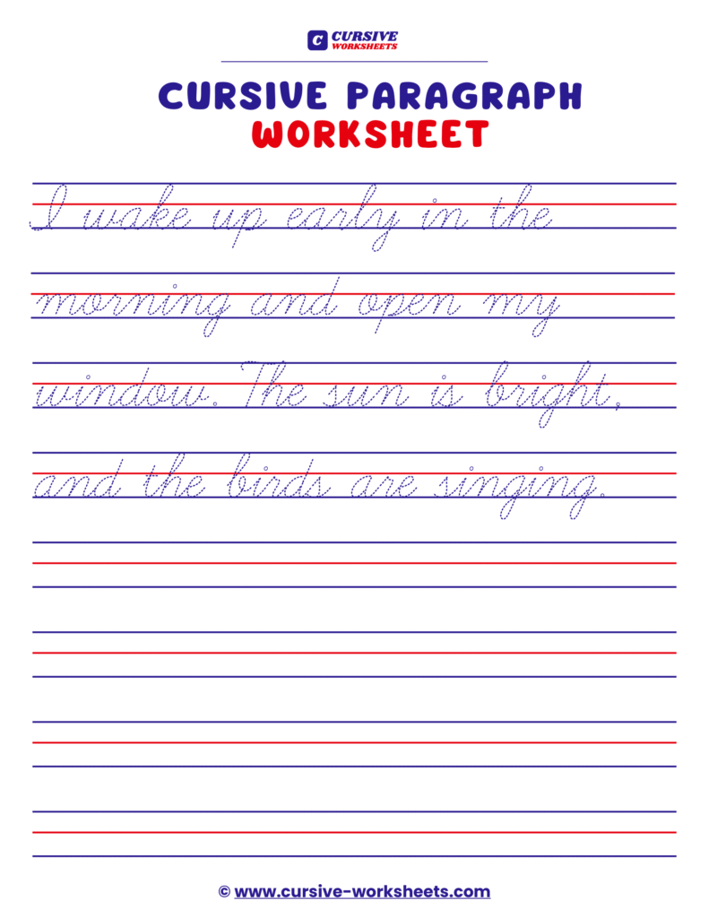 cursive paragraph worksheet
